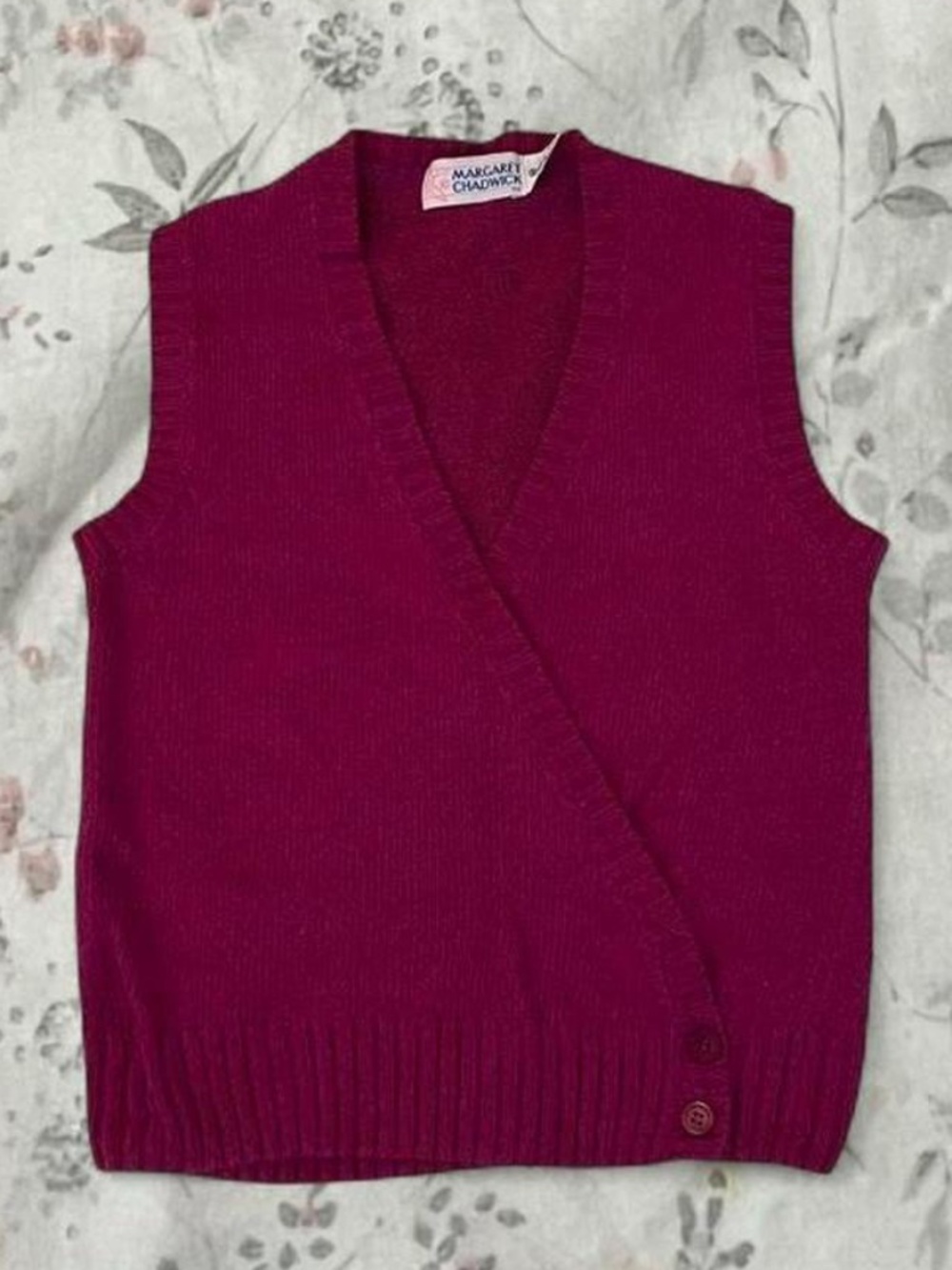 Vintage 80s Margaret Chadwick Wrap Vest Knit Silk Ramie Angora Preppy Button Up